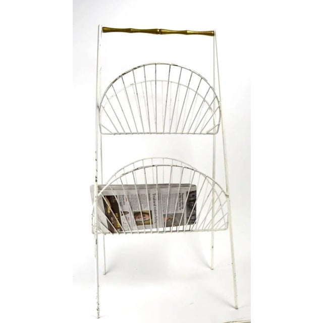 Iron and Brass Catch All Shelf Magazine Rack For Sale In New York - Image 6 of 10