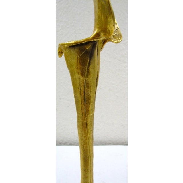 Brass Late 19th Century Pair Art Nouveau German Cast Brass Calla Lily Candlesticks Attributed to Richard Müller For Sale - Image 8 of 13