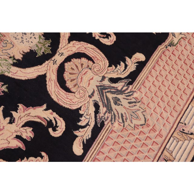 1990s Art Nouveau Savonnerie Pak-Persian Black/Rust Wool Rug - 8'1'' X 10'4'' For Sale - Image 5 of 9