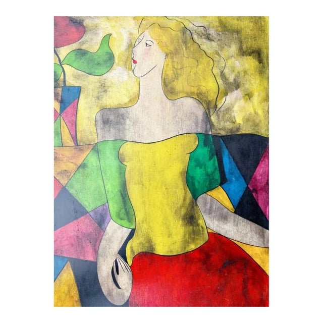 Linda Le Kinff "Chez Tang" Original Oil on Wood Panel, 1995 For Sale