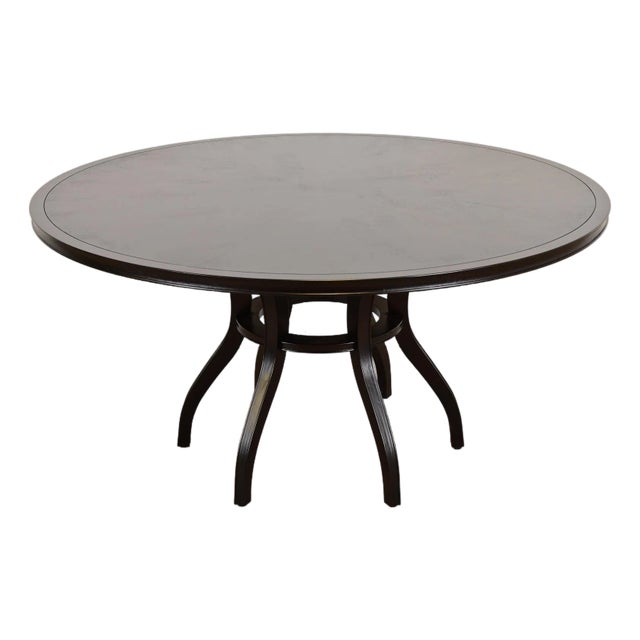 Barbara Barry for Baker Furniture Modern Art Deco Mahogany Pedestal Dining Table, Newly Refinished For Sale