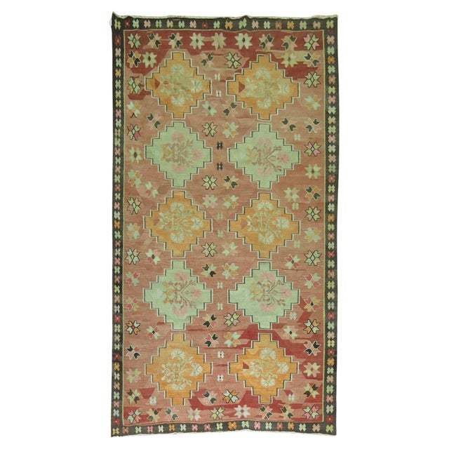 Early 21st Century Rustic Vintage Turkish Kilim For Sale - Image 5 of 18