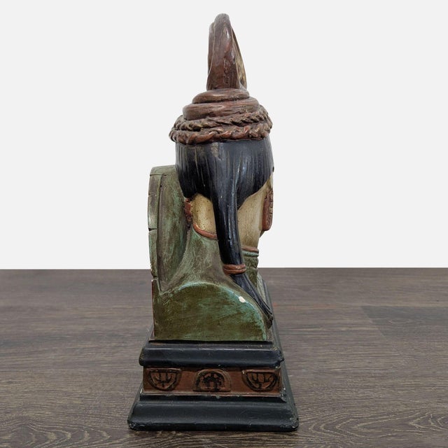 Early 20th Century Pair of Vintage Bookends With Asian Inspired Busts For Sale - Image 5 of 18