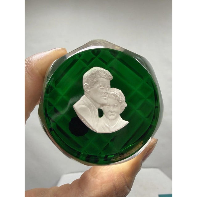 Vintage 1970s, New old stock, Cristal D'Albret France Limited Edition (only 2000 made) JFK and Jackie Kennedy Sulphide...
