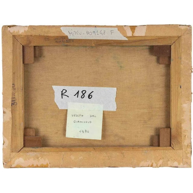 Sirio Pellegrini, View of Rome from Gianicolo, Oil Painting, 1970 For Sale - Image 4 of 5