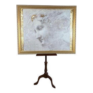 Vintage Large Richard Franklin "Song of Athena" Framed Fine Art Canvas Print, Gilded Hand-Applied Gold Leaf, Neoclassical Statement Wall Decor For Sale