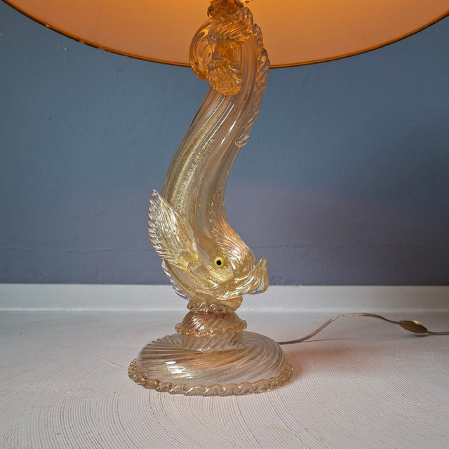 Italian Murano Glass Dolphin Table Lamp, 1960s For Sale - Image 3 of 8