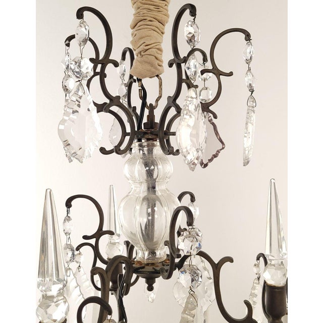 Bronze French Vintage Louis XV–Style Bronze and Crystal Chandelier For Sale - Image 8 of 10
