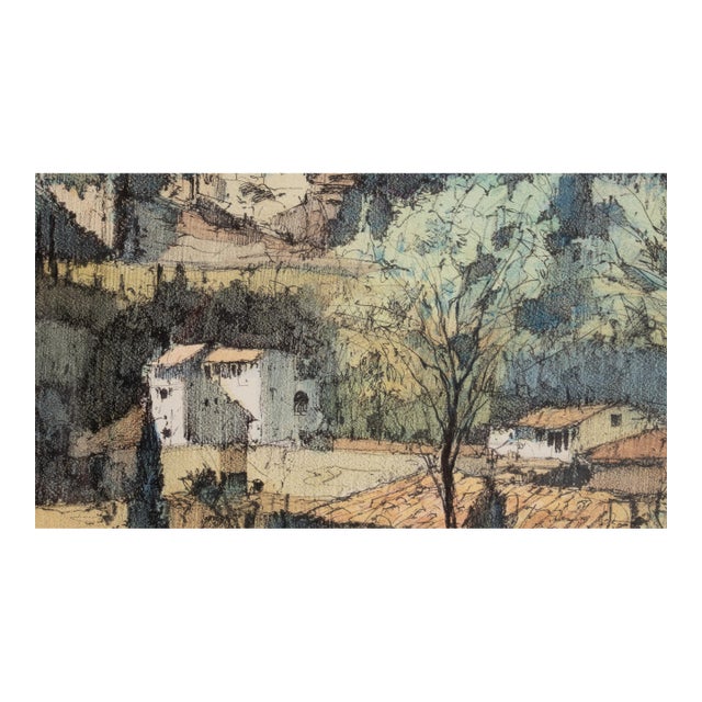 20th Century "Italian Hill Town" Oil on Canvas For Sale - Image 4 of 9