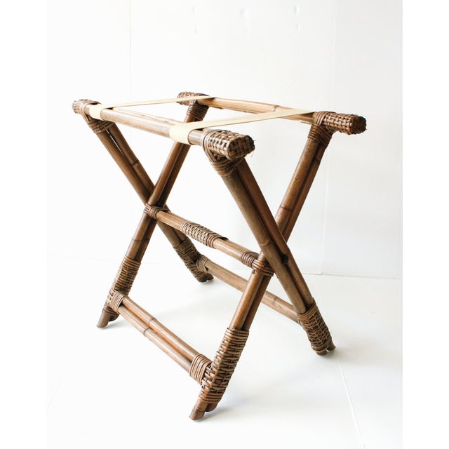 Contemporary Bamboo & Woven Rattan Luggage Rack/Natural For Sale - Image 3 of 7