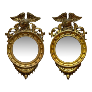 Federal Style, Giltwood, Convex Mirror, Regency Wall Mirrors, England, 19th C.