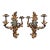 Pair of Vintage Chinoiserie Figural Gilt Metal Candle Wall Sconces For Sale