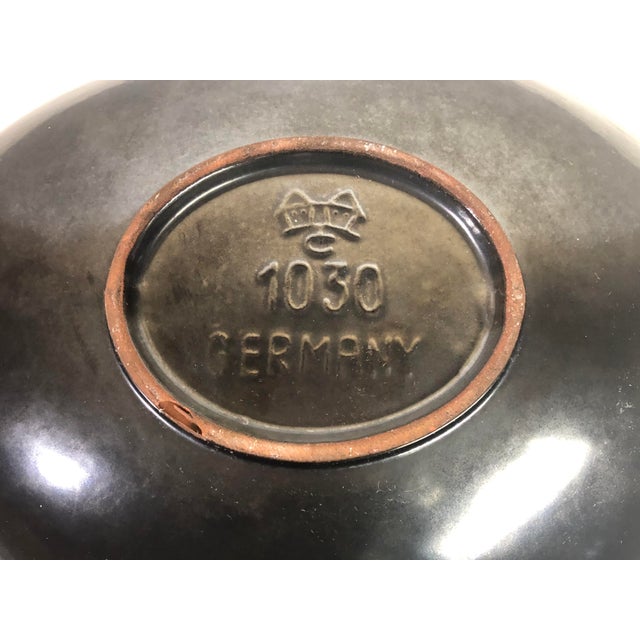 Mid Century German Pottery Decorative Bowl W/24k Gold Rim For Sale - Image 9 of 10