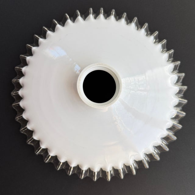 French White Opaline Glass “Frill” Pendant Light, 1930s For Sale - Image 4 of 6