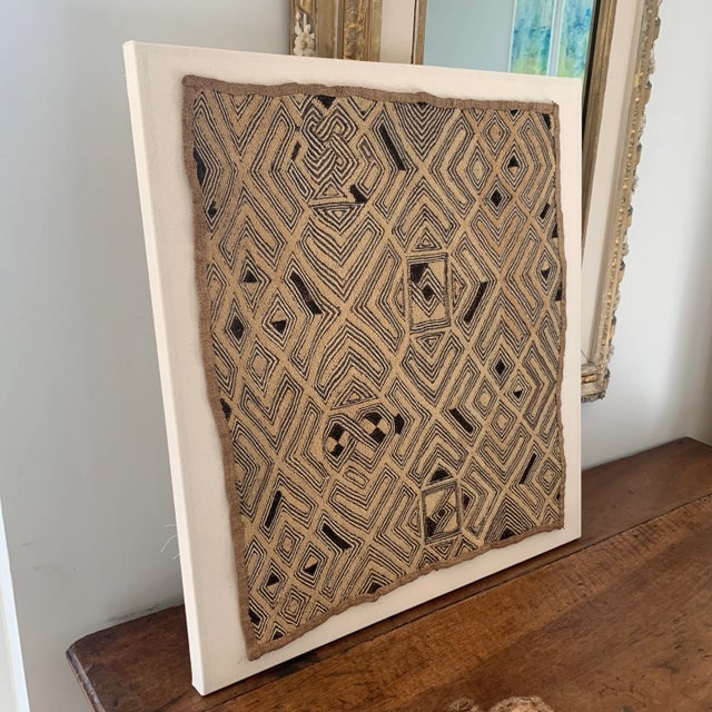 Late 20th Century Late 20th Century Mounted African Kuba Cloth Textile Panel For Sale - Image 5 of 7