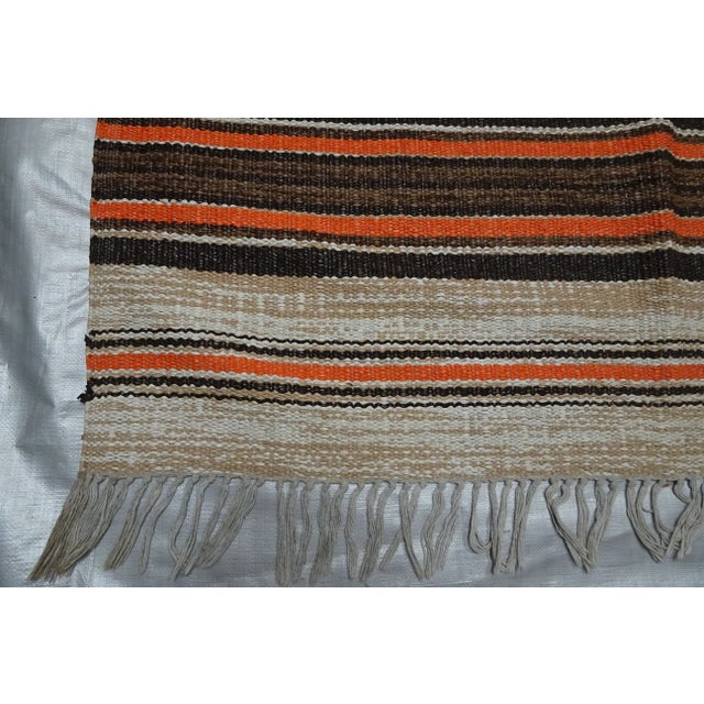 A hand made Mid Century vinyl rag rug found at a state auction on Dalarna Sweden