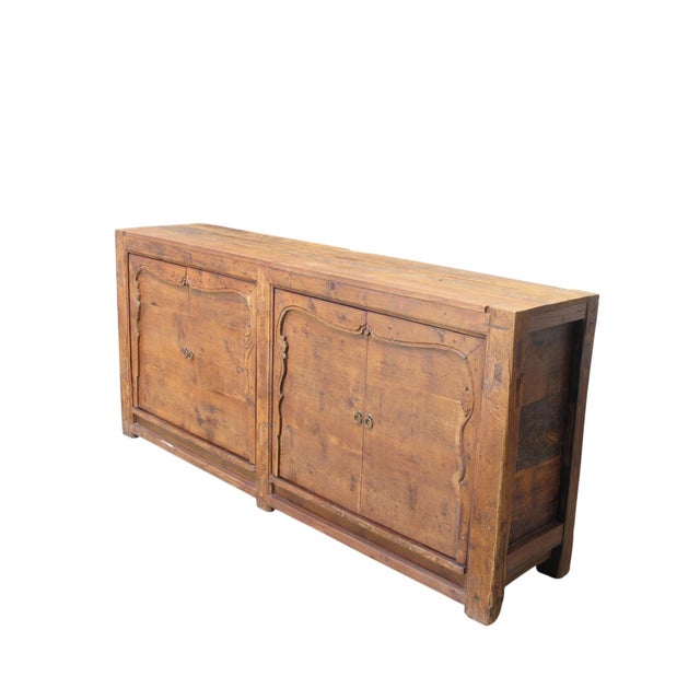 Double-Door Pine Farmer's Sideboard Cabinet For Sale - Image 4 of 12