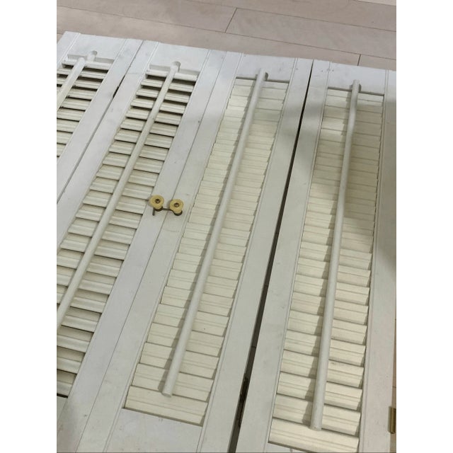 Vintage Bi Fold Interior 24”x 28” Wood Window Plantation White Shutters For Sale - Image 4 of 4