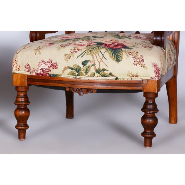 Czech Living Room Set in Beech and Walnut, 1890s, Set of 7 For Sale - Image 5 of 18