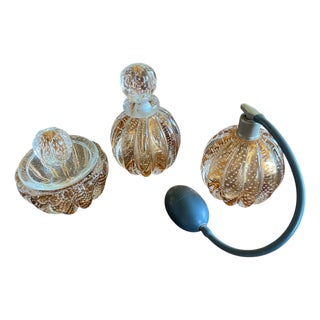 Murano Bullicante Glass Vanity, 1950s, Set of 3 For Sale