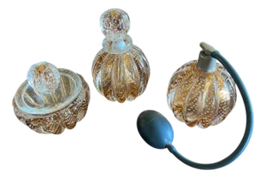 Murano Bullicante Glass Vanity, 1950s, Set of 3