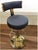 Modern Modern Black Genuine Leather & Gold Stainless Steel Adjustable Swivel Bar Stool For Sale - Image 3 of 3