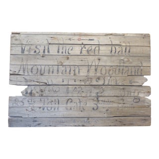 19th Century American Weathered Gray Wooden Sign For Sale