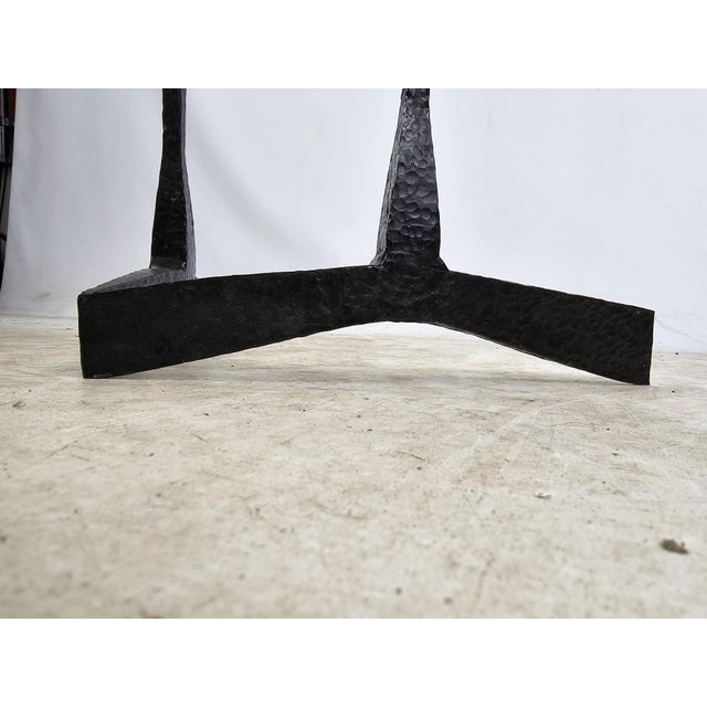 Metal Brutalist Hammered Metal Double Candleholder, 1960s For Sale - Image 7 of 10