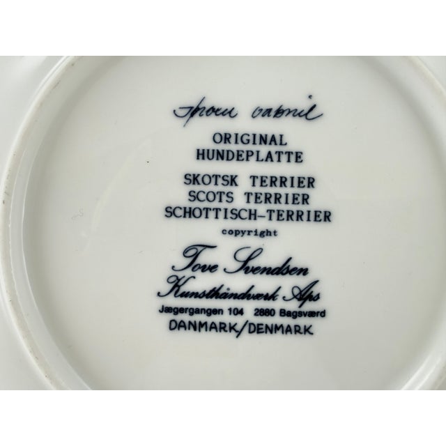 1990s Tove Svendson Original Hundeplatte Scottish Terrier Collectible Plate - Denmark For Sale - Image 4 of 4