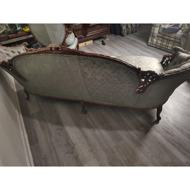 Antique Hand Carved Victorian Sofa and Chair For Sale - Image 10 of 17