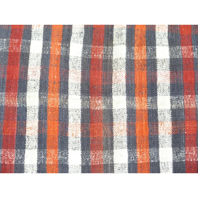 Textile 1960s Plaid Design Extra Long Kilim Runner Rug For Sale - Image 7 of 11