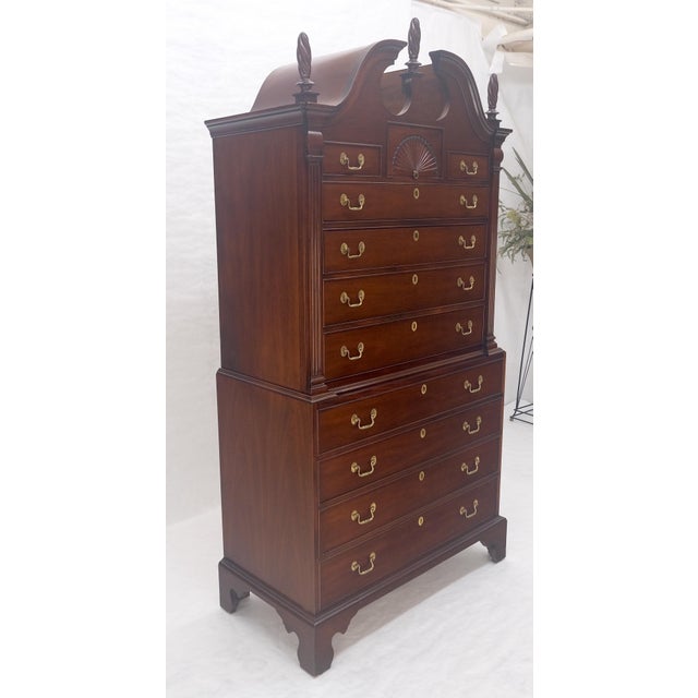 Late 20th Century Mahagony 83" Tall 11 Drawers Finials Highboy Chest Dresser Chippendale MINT For Sale - Image 5 of 16