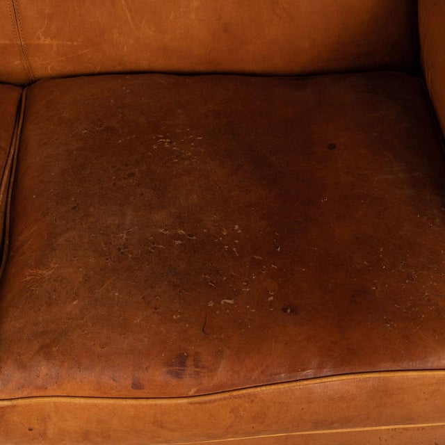 1970s French 2-Seater Tan Sheepskin Leather Sofa For Sale - Image 5 of 16