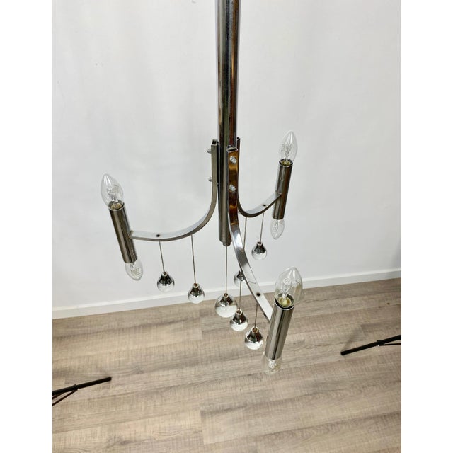Chrome & Glass Chandelier Pendant by Gaetano Sciolari, Italy, 1960s For Sale - Image 3 of 13