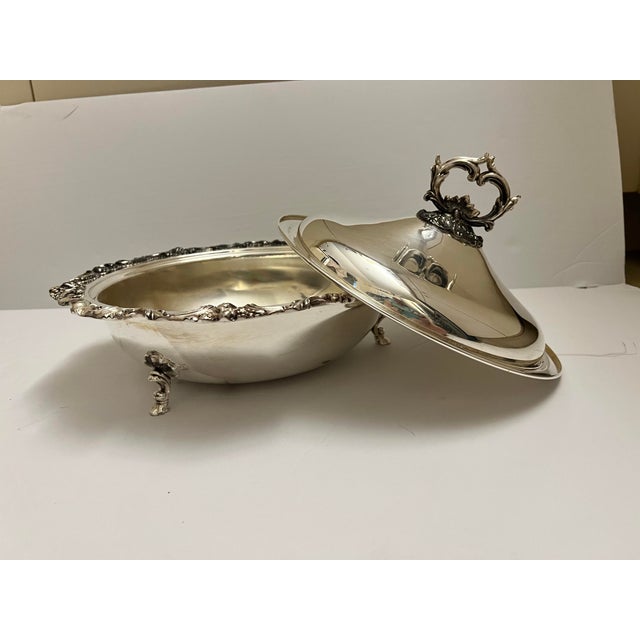 1940s Mid-Century Modern W & S Blackinton Silverplate Footed Covered Vegetable Casserole Dish - No. 194 For Sale - Image 4 of 9