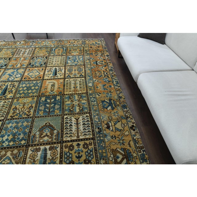 Textile 1970s Vintage Persian Handmade Wool Cotton Blue Area Rug For Sale - Image 7 of 11