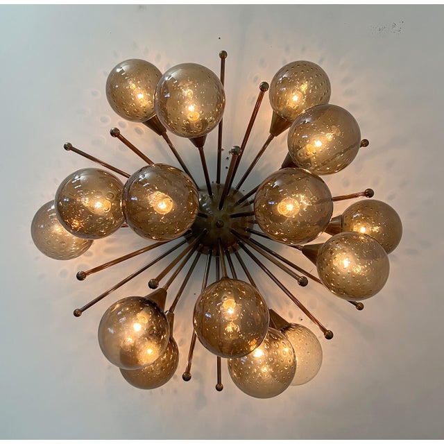21st Century Mezzo Bronze Smoky Bubbles Murano Flush Mount by Fabio LTD For Sale - Image 9 of 10