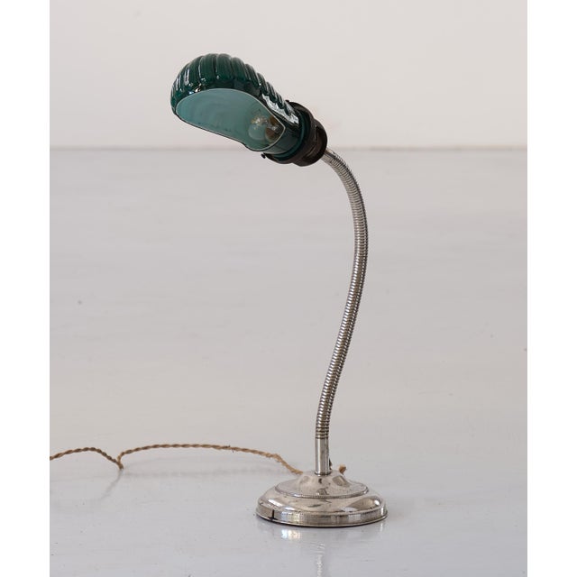 Italian Table Lamp with Light Green Glass Shade, 1950s For Sale - Image 6 of 6