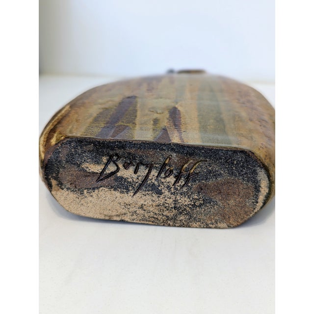 Ceramic Signed James Berloff Stoneware Vessel – Lenticular Form With Torn Opening For Sale - Image 7 of 8