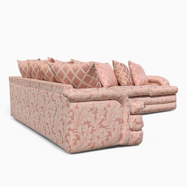 1980s Postmodern Pink Floral Curved Sectional Sofa For Sale - Image 15 of 18
