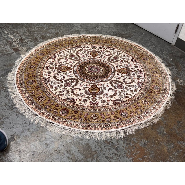 Transitional 6ft Floral Medallion Silk Rug For Sale - Image 3 of 12