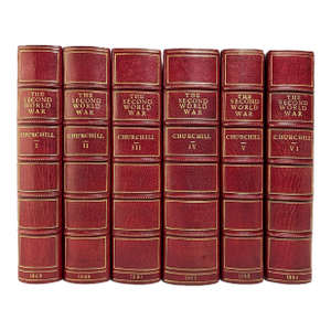 Mid 20th Century Finely Bound Volume Set, Winston Churchill's the Second World War, 1st Uk Edition, Signed - 6 Books