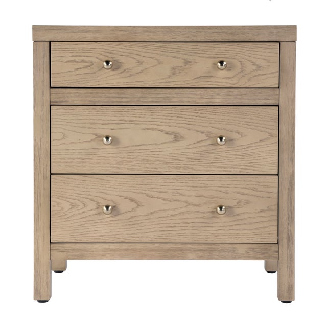Spritely Home Accent Furniture Nora 25 in. W Rectangular Wood 3 Drawer Nightstand, Light Oak For Sale - Image 4 of 10