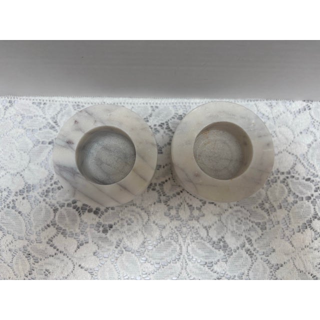 Set of Two White Alabaster Candleholders, a Pair For Sale - Image 4 of 9