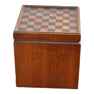 1960s Lane Altavista Checkered Game Board Padded Stool Ottoman For Sale