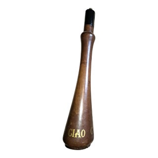 Mid-Century Modern Italian Tall Olive Oyster Wood Pepper Grinder For Sale