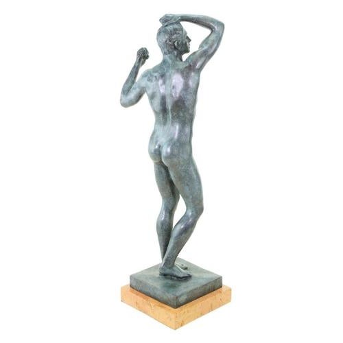 Modern Green Patinated Nude Sculpture, 20th Century, Bronze For Sale - Image 5 of 8
