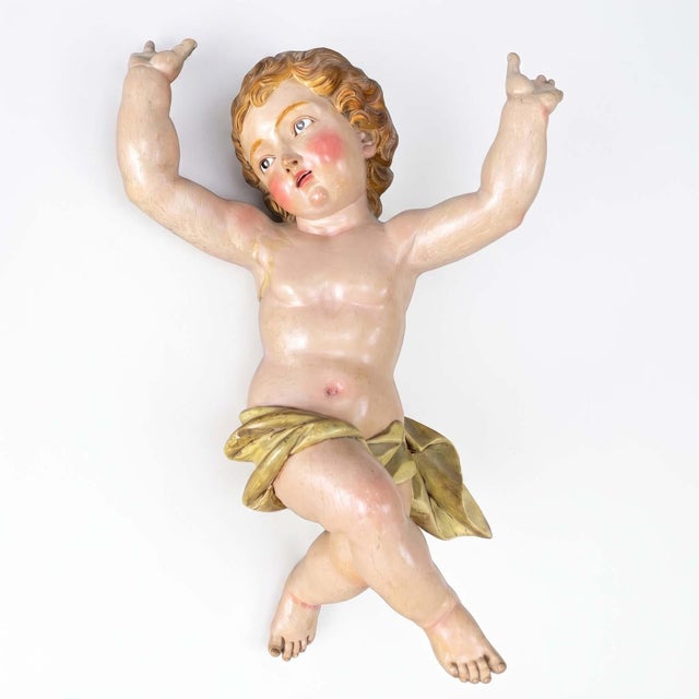 Italian Baroque Artist, Cherub Sculptures, 1650, Lacquered Wood, Set of 2 For Sale - Image 4 of 18