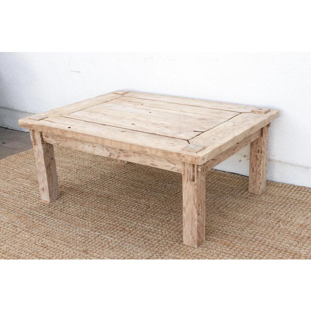 Rustic Sun Bleached Teak Coffee Table For Sale In Los Angeles - Image 6 of 9