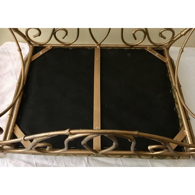 Vintage Wrought Iron Italian Boudoir Hollywood Regency Style Vanity Bench For Sale - Image 4 of 5